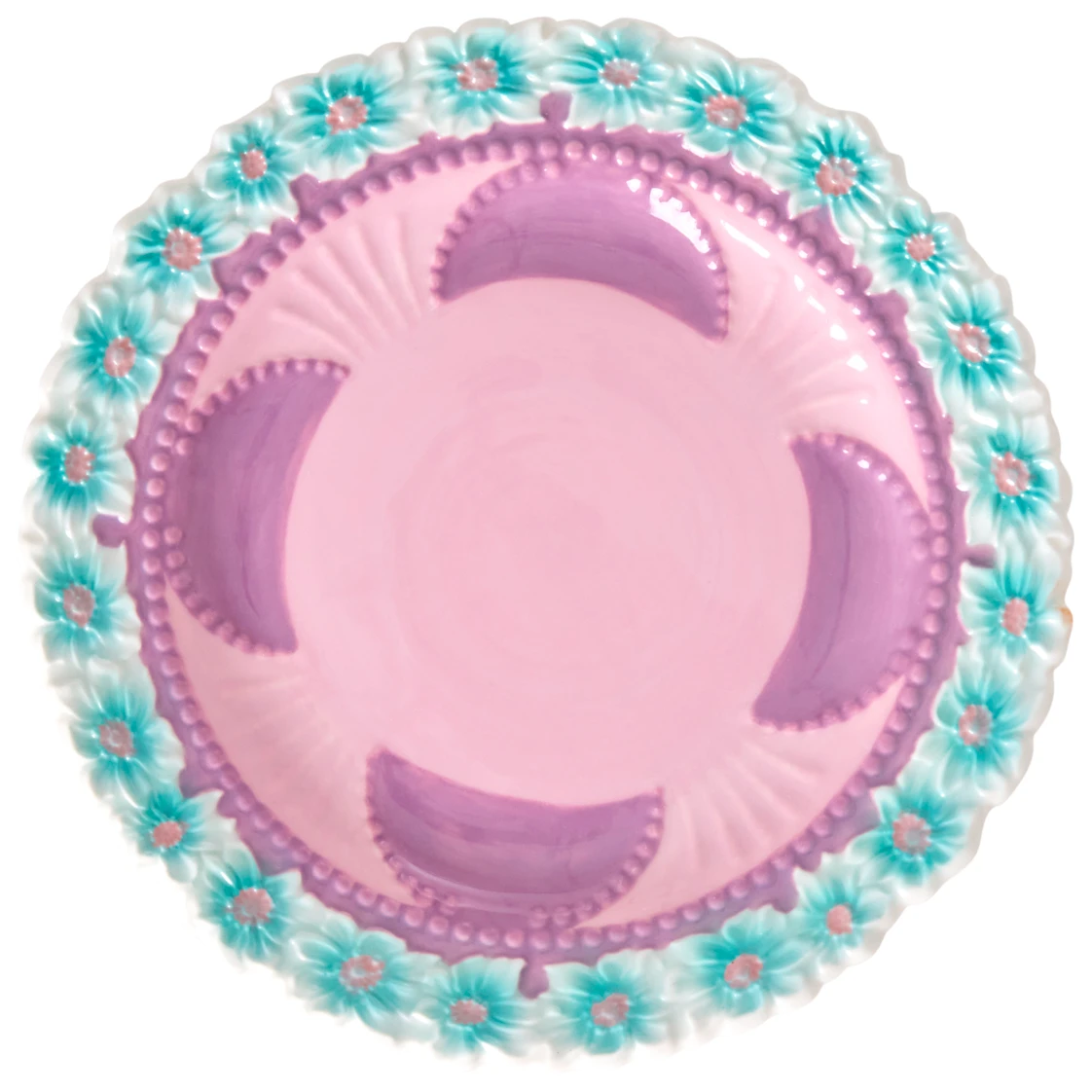 Rice Ceramic Cake Plate With Embossed Flower Design - Assiette 2 Rice Ceramic Cake Plate With Embossed Flower Design - Assiette – Image 2