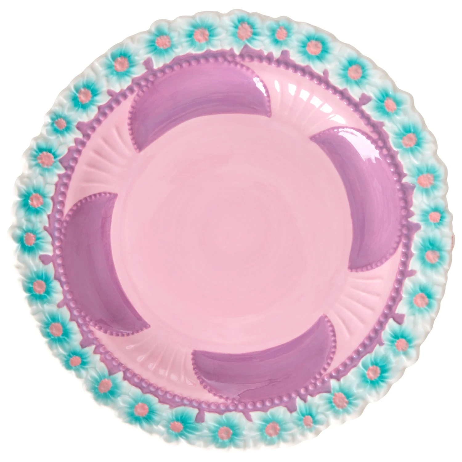 Rice Ceramic Dinner Plate With Embossed Flower Design - Assiette 2 Rice Ceramic Dinner Plate With Embossed Flower Design - Assiette – Image 2