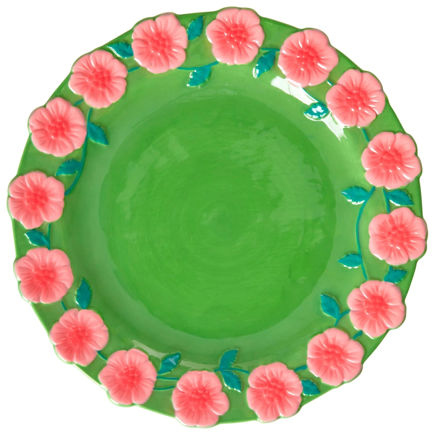 Rice Ceramic Dinner Plate With Embossed Flower Design - Assiette 1 Rice Ceramic Dinner Plate With Embossed Flower Design - Assiette