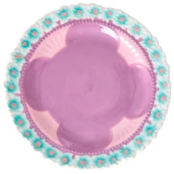 Rice Ceramic Lunch Plate With Embossed Flower Design - Assiette