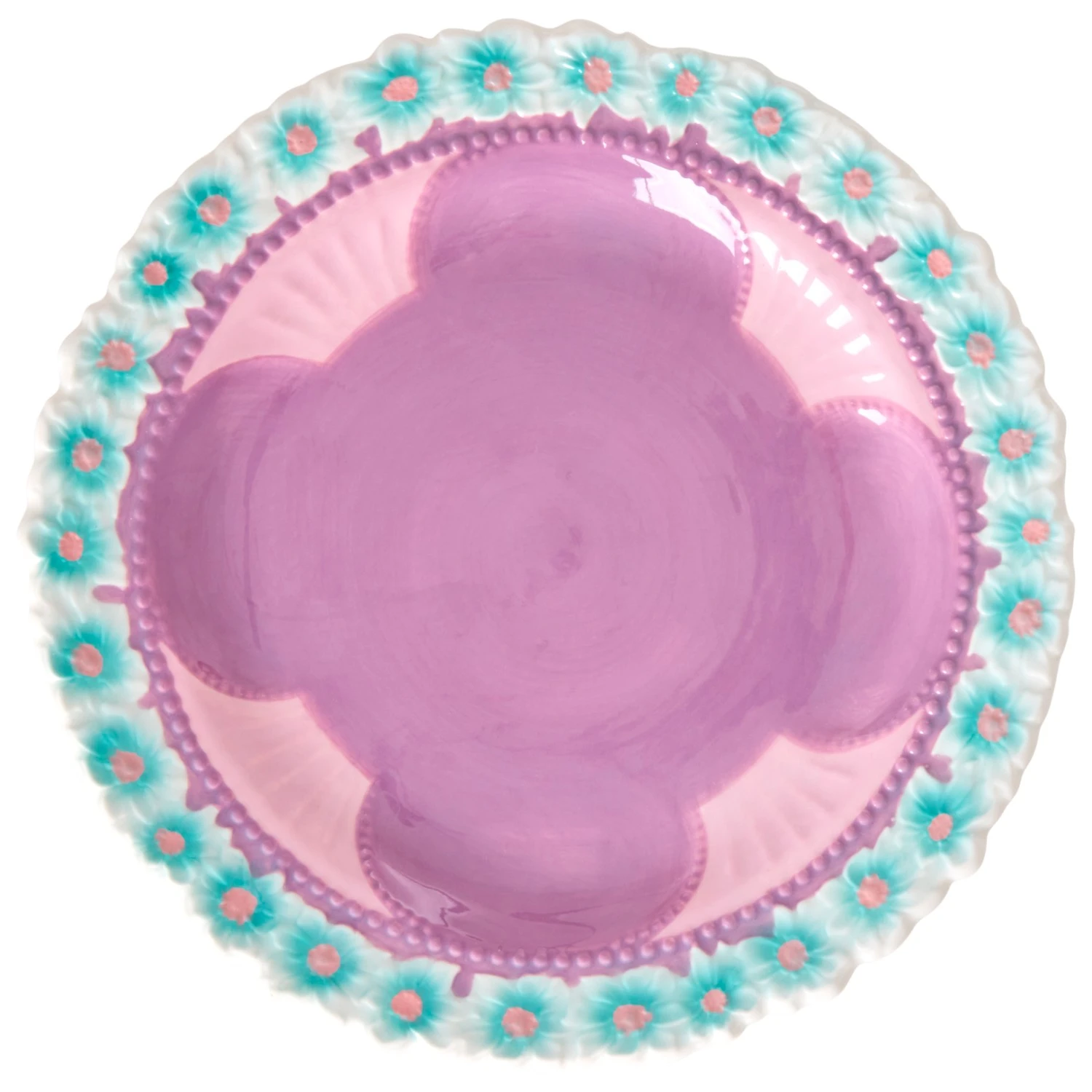 Rice Ceramic Lunch Plate With Embossed Flower Design - Assiette 1 Rice Ceramic Lunch Plate With Embossed Flower Design - Assiette